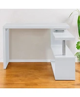45" White Corner Writing Desk