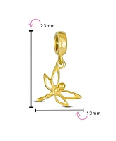 Bling Jewelry Dragonfly Firefly Butterfly Dangle Charm Bead 14K Gold Plated Sterling Silver