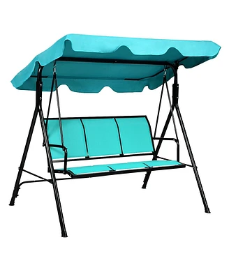 3 Person Steel Frame Patio Swing with Polyester Angle and Adjustable Canopy