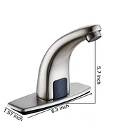 Automatic Sensor Touchless Bathroom Sink Faucet With Deck Plate Brushed Nickel