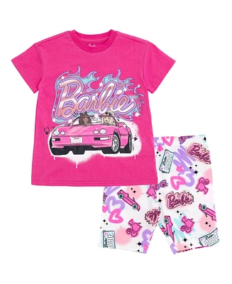 Barbie Girls T-Shirt and Bike Shorts Outfit Set