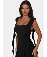 Bebe Women's Jersey Cascade Ruffle Dress