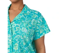 Lauren Ralph Plus Short-Sleeve Notch-Collar Cropped Pajama Set