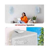 Pyle PDWR63 6.5" Indoor/Outdoor Waterproof Wall Mount Speakers - 350W, White, Pair