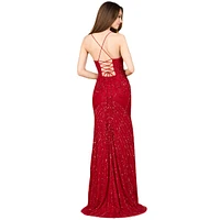 Lara Women's Lace Up Open Back Beaded Dress