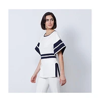 Etcetera Women's Pullover Two-Color Tunic Blouse Fathom