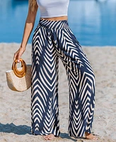 Cupshe Women's Tranquil Wave Abstract Cover-Up Pants