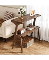 Tribesigns Narrow End Table for Living Room, 2-Tier Slim Sofa Side with Solid Wood Legs, Bedside Table, Nightstand Bedroom