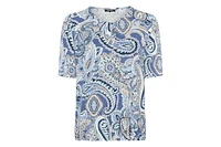 Olsen Women's Paisley Split V-Neck T-Shirt