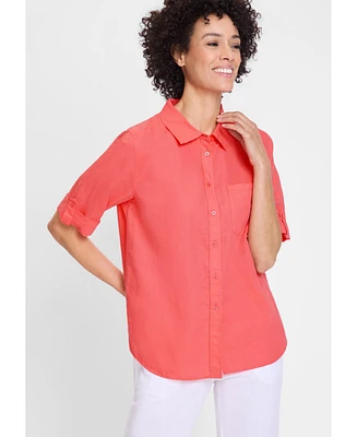 Olsen Women's Shirt with Rolled Sleeve Tab Detail