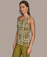 Donna Karan New York Women's Twist-Strap Printed Tank Top