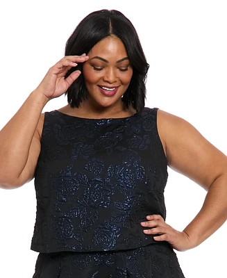 Muse Plus Metallic Floral Jacquard Top