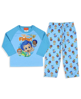 Bubble Guppies Toddler Boys Nickelodeon That Sounds Fishy 2-Piece Raglan Pajama Set