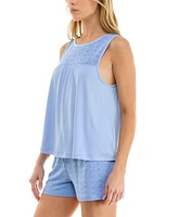 Roudelain Women's Eyelet Tank Top & Short Pajama Set