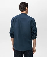 Mango Men's Mao Collar Linen Shirt