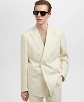 Mango Men's Linen Slim-Fit Double-Breasted Suit Blazer