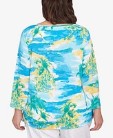 Ruby Rd. Plus Paradise Island Crinkle Knit Top