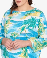 Ruby Rd. Plus Paradise Island Crinkle Knit Top