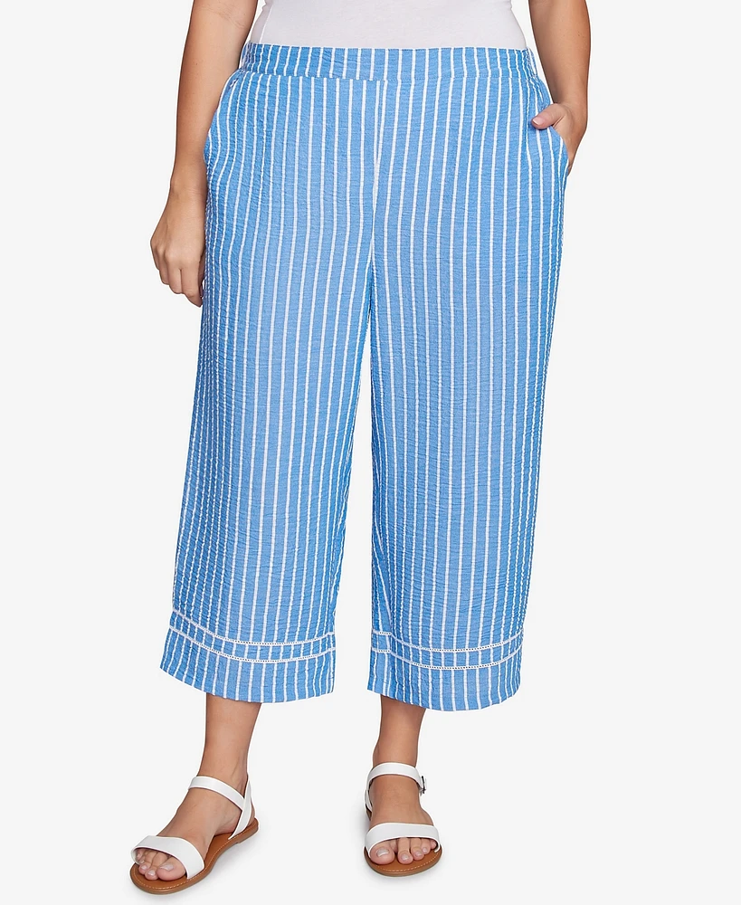 Ruby Rd. Plus Yarn Dye Stripe Relaxed Soft Capri Pants