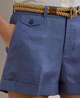 Lauren Ralph Women's Pleated Linen-Blend Twill Shorts