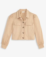 On 34th Women's Puff-Shoulder Twill Swing Jacket, Exclusively at Macy's