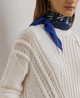Lauren Ralph Women's Pointelle-Knit Cotton Crewneck Sweater