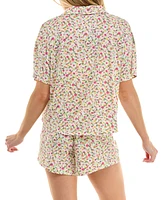 Roudelain Women's Oversized Shirt, Cami & Boxer Short Pajama Set