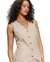Sanctuary Women's Sequin Stripe Button-Front Vest