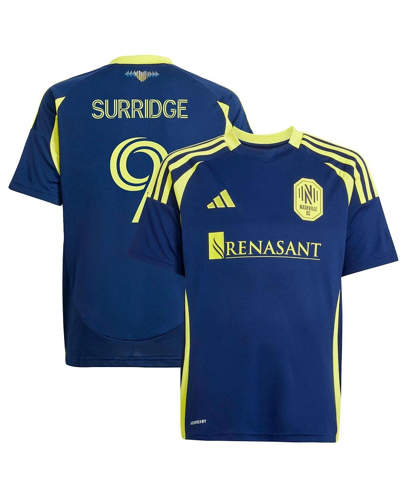 Adidas Big Boys and Girls Sam Surridge Navy Nashville Sc 2025 The Heart of Kit Replica Player Jersey