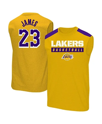 Profile Men's LeBron James Gold Los Angeles Lakers Big Tall Player Muscle T-Shirt