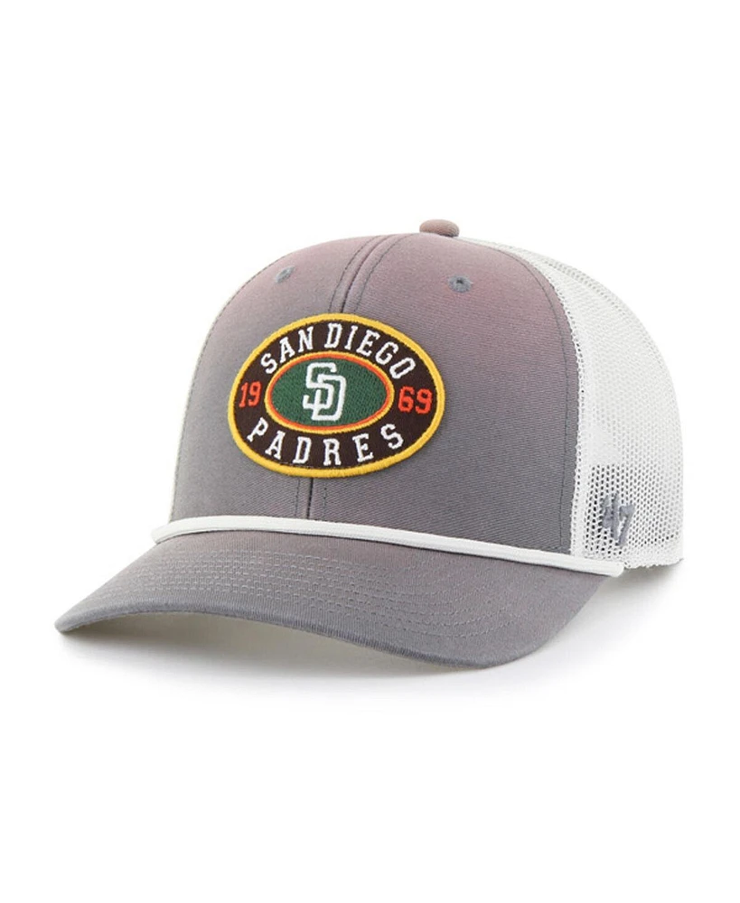 '47 Brand Men's Gray/White San Diego Padres Tide Sweep Rope Trucker Adjustable Hat