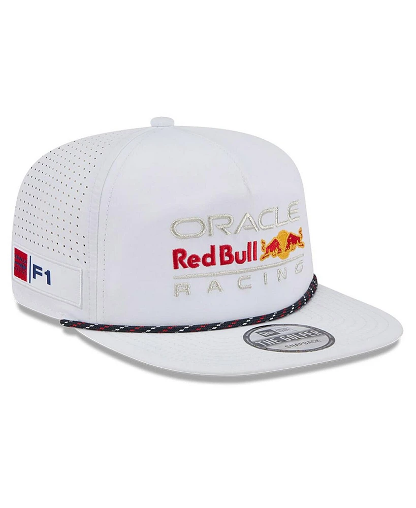 New Era Men's White Red Bull Racing Leisure Featherweight Perforated Rope Golfer Snapback Hat