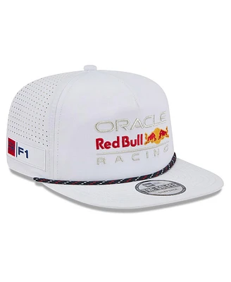 New Era Men's White Red Bull Racing Leisure Featherweight Perforated Rope Golfer Snapback Hat