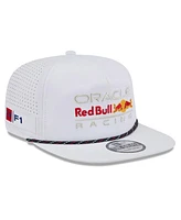 New Era Men's White Red Bull Racing Leisure Featherweight Perforated Rope Golfer Snapback Hat