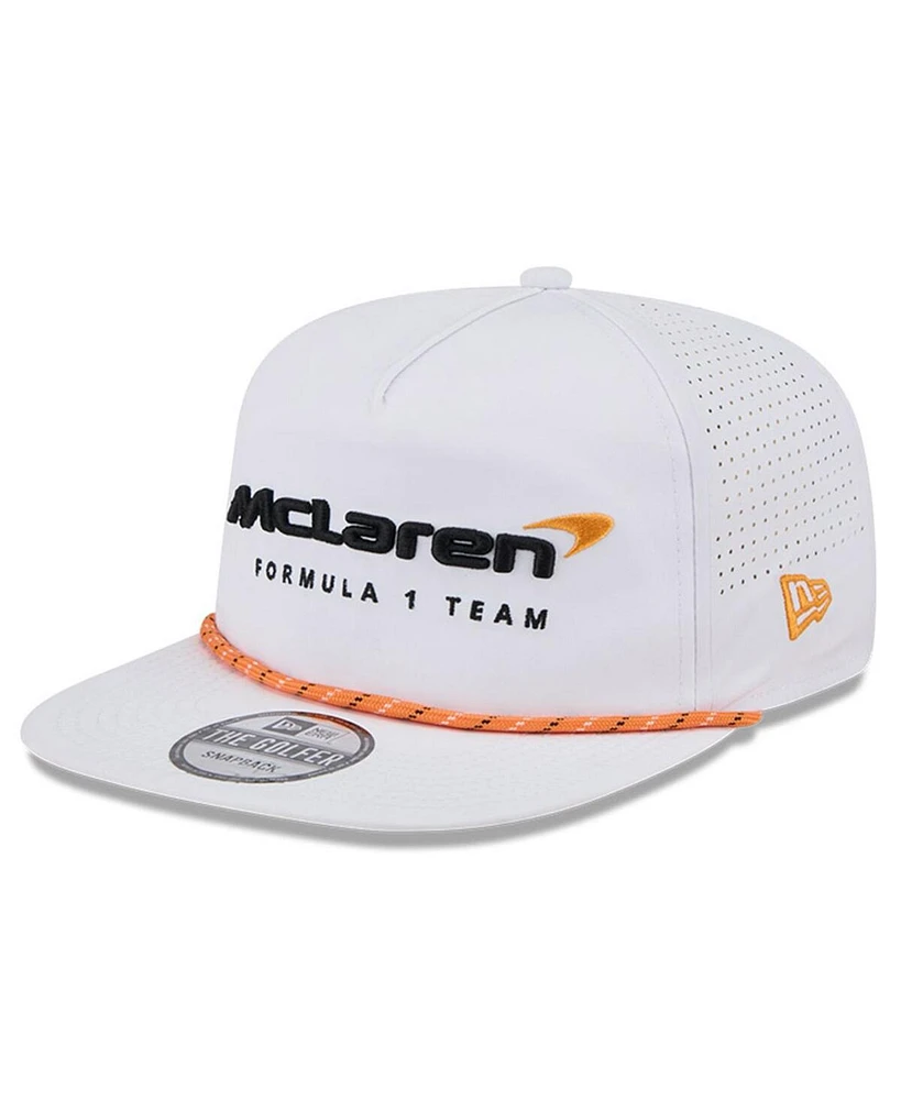 New Era Men's White McLaren F1 Team Leisure Featherweight Perforated Rope Golfer Snapback Hat
