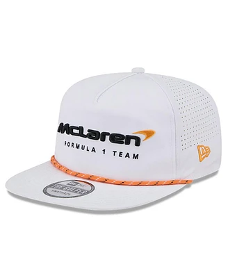 New Era Men's White McLaren F1 Team Leisure Featherweight Perforated Rope Golfer Snapback Hat
