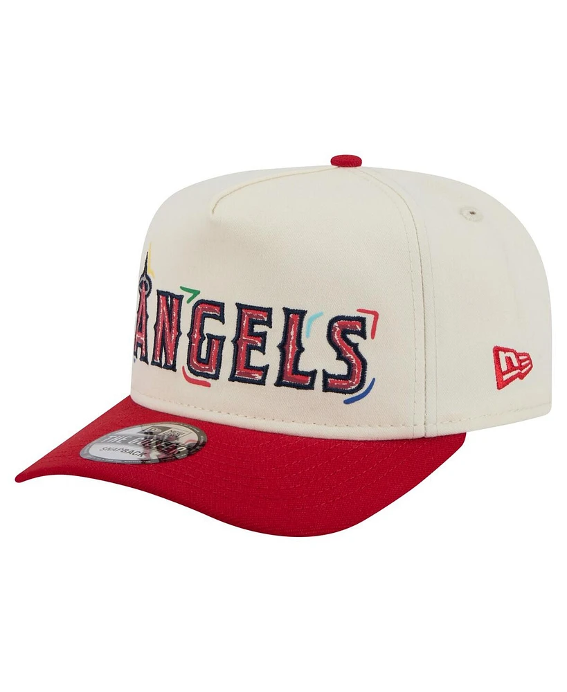 New Era Men's White Los Angeles Angels Team Scribble Golfer Adjustable Hat
