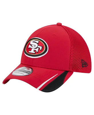 New Era Men's Scarlet San Francisco 49ers Game Day Linear 39THIRTY Flex Hat