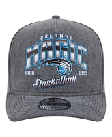 New Era Men's Charcoal Orlando Magic Throwback Washed Pre-Curved 9FIFTY Snapback Hat