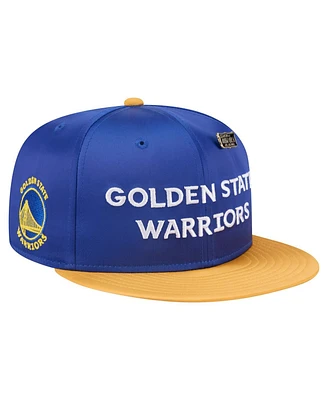 New Era Men's Royal/Gold Golden State Warriors Throwback Satin Vintage Pin Two-Tone 59FIFTY Fitted Hat
