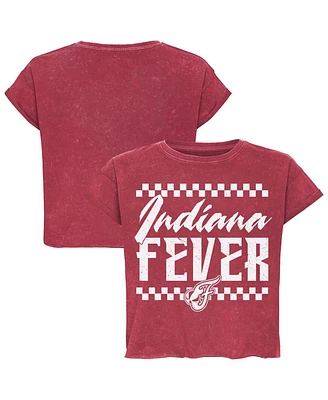 Sportiqe Men's and Women's Red Indiana Fever Rock Roll Collection Gwen Mineral Wash Cropped T-Shirt