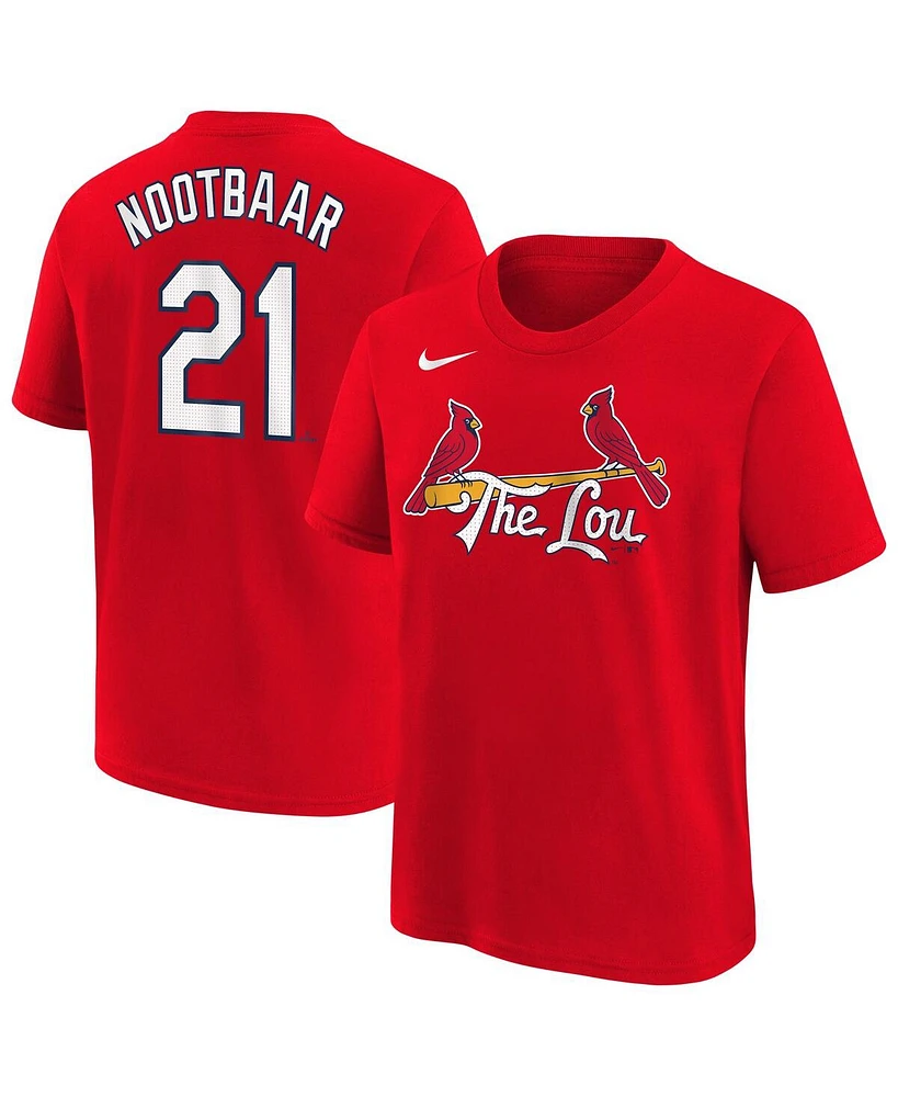 Nike Big Boys and Girls Lars Nootbaar Red St. Louis Cardinals Fuse City Connect Name Number T-Shirt