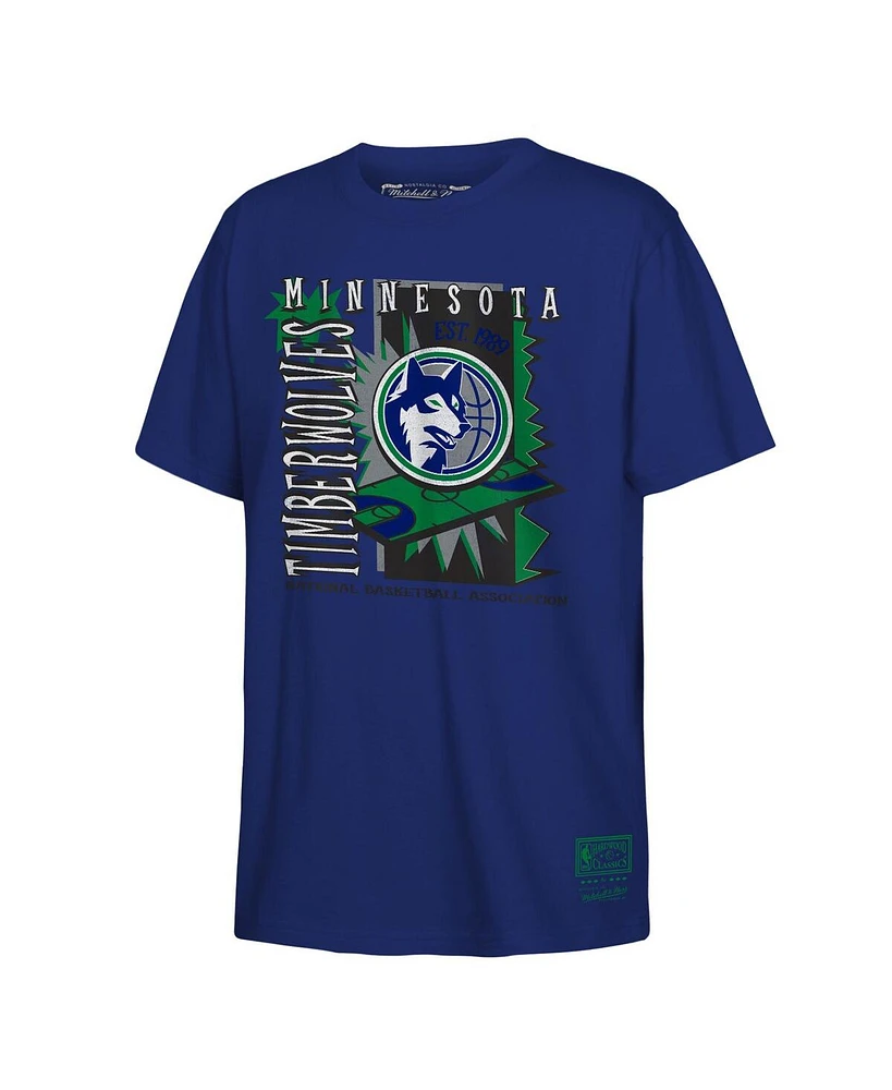 Mitchell & Ness Big Boys and Girls Navy Minnesota Timberwolves Retro '90s Poster T-Shirt