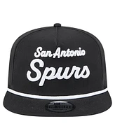 New Era Men's Black San Antonio Spurs Team Text Golfer Snapback Hat