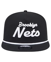 New Era Men's Black Brooklyn Nets Team Text Golfer Snapback Hat