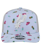 New Era Men's Light Blue/Gray San Antonio Spurs Adventure Aloha Pattern 9SEVENTY Stretch Snap Hat