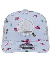 New Era Men's Light Blue/Gray Golden State Warriors Adventure Aloha Pattern 9SEVENTY Stretch Snap Hat