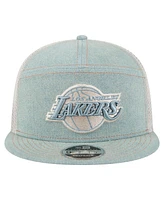 New Era Men's Los Angeles Lakers Adventure Denim Split Panel 9FIFTY Snapback Trucker Hat