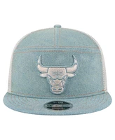 New Era Men's Chicago Bulls Adventure Denim Split Panel 9FIFTY Snapback Trucker Hat