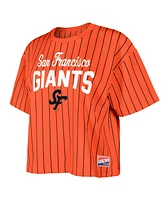 New Era Women's Orange San Francisco Giants 2025 City Connect Boxy Pinstripe T-Shirt